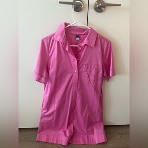 Old Navy Fuchsia Button-Up Shirt Dress